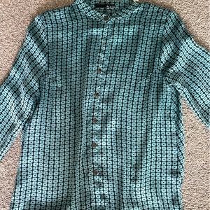 Ro&De Small Silky Turquoise Buttondown Blouse w/Open Back